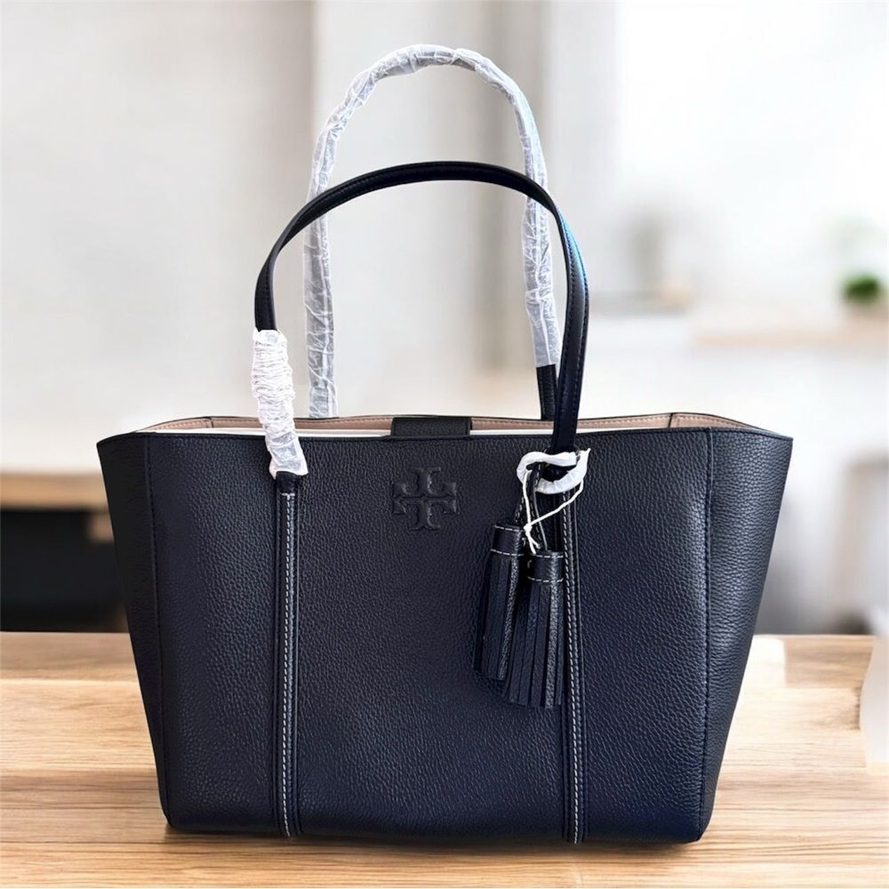 TORY BURCH BLACK TOTE LAPTOP TRAVEL SHOPPING OFFICE